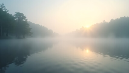 Ethereal Lake Sunrise Serenity Landscape View