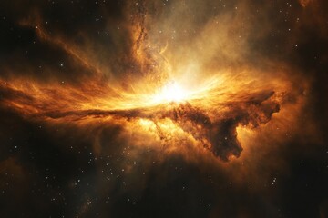 Fototapeta premium protostar forming in a nebula, capturing the vibrant hues and the dust and gas clouds surrounding it