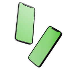 Floating Smartphones with Green Screen Mockup