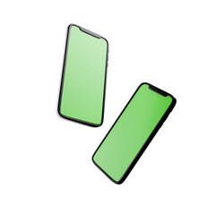 Floating Smartphones with Green Screen Mockup
