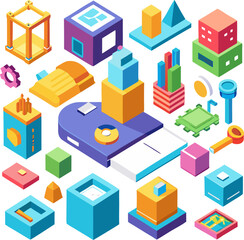 Obraz premium whiteboard-3d-isometric-icons-set