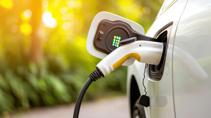 Electric vehicle charging with high tech battery interface in nature