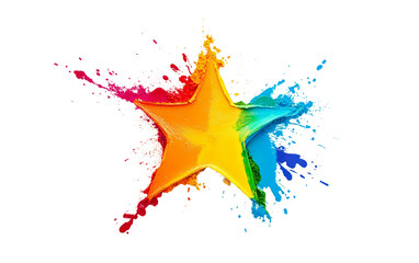 A Multicolored Holi Powder Splash Forming a Star, Symbolizing Celebration Isolated on transparent background.