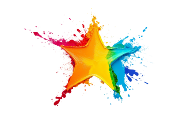 A Multicolored Holi Powder Splash Forming a Star, Symbolizing Celebration Isolated on transparent background.