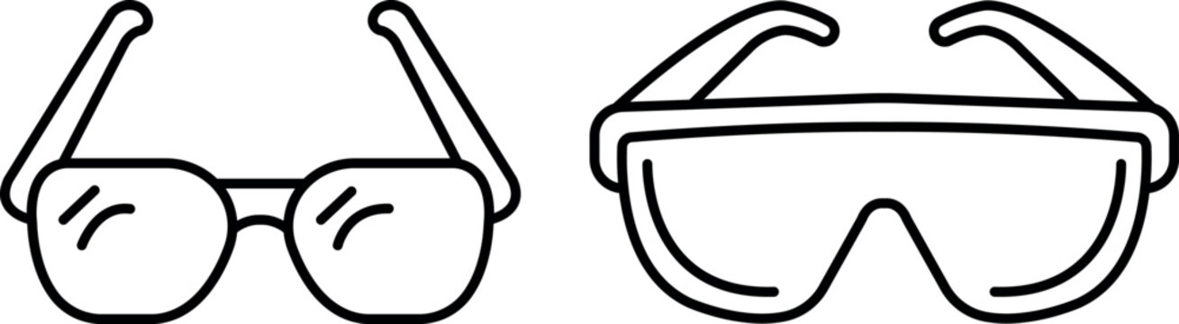 "Glasses & Safety Glasses Icon - Thin Line Outline Vector"