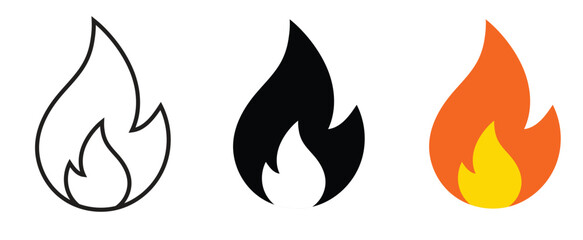 Fire flame icon. Burning symbol. Fireball sign. Energy illustration isolated