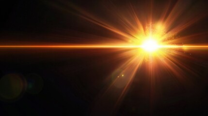 Fototapeta premium Sun Light Overlay. Sun rays overlay. Sun rays light isolated on black background, overlay design. transparent sunlight special lens light effect. abstract lens flare light over black background , ai