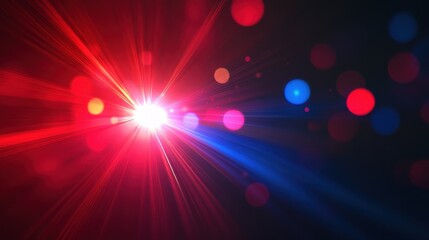 Obraz premium Real red and blue optical lens flare on black background, lens flare, red, blue, optical, effect, light, vibrant