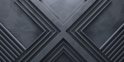 Obraz premium Modern abstract background with gray geometric shapes and lines, forming an X pattern on the wall.