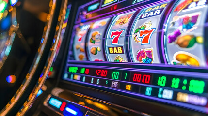 Close Up Of A Bright Slot Machine Display With Numbered Reels And Colorful Lights