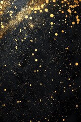 Brilliant gold confetti and light trail against a dark background