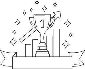 vector Winning Trophy Success Growth Chart Achievement Award