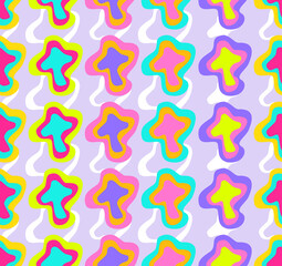 70s Bright Abstract Mushrooms Pattern Seamless Repeat