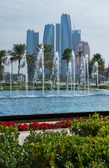 Abu Dhabi fountains city view, United Arab Emirates