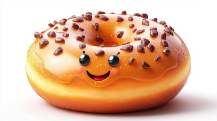 freshly baked glazed donut isolated,cartoon