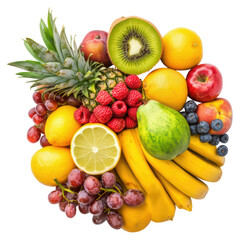 Fresh fruit assortment with tropical and, Food concept, isolated on transparent background