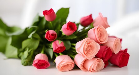 Bouquet of fresh roses on a table