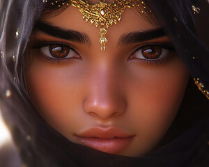 Naklejka premium Middle Eastern Arab beauty close-up