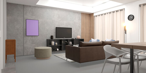 3d render home interior living room