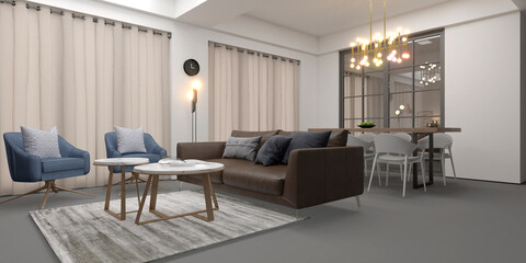 3d render home interior living room