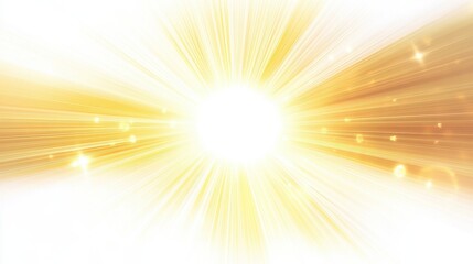 Obraz premium dazzling sunburst effect on white background intense yellowwhite center fading to soft golden edges lens flare streaks radiating outward ethereal and dramatic lighting