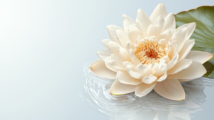 Cream Water Lily on Calm Blue Water