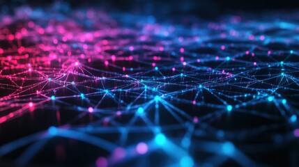 Colorful network of interconnected nodes and lines in a digital setting