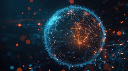 Obraz premium PNG Abstract digital network sphere illustration
