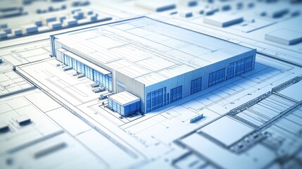 Industrial Building Blueprint Illustration Design