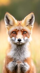 Fototapeta premium Red fox autumn gradient curious look