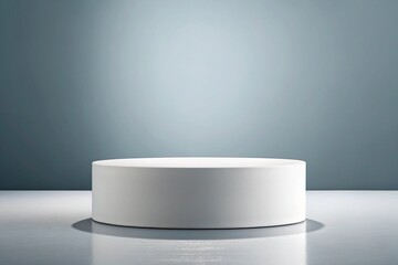 elegant white cylindrical pedestal on reflective surface