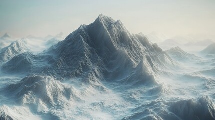 3D abstract mountain grid, topography earth tech wireframe landscape topographic illustration