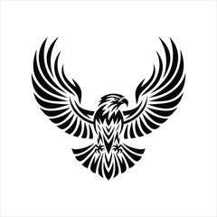 Fototapeta premium Abstract Eagle Logo – Black Tribal Bird Illustration. AI generative.
