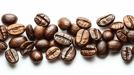 Naklejka premium Roasted Coffee Beans on White Background - AI Generated