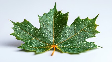 Fototapeta premium green maple leaf isolated,studio background