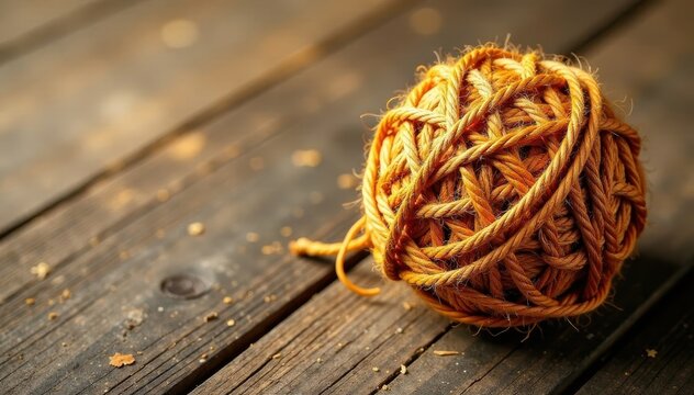 Rough twine ball, burlap backdrop Textured fibers, earthy tones , string, rustic, brown