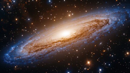 Fototapeta premium Andromeda Galaxy Spiraling in Deep Space with Stars and Cosmic Dust