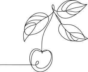 Cherry Line Drawing – Beautiful Vector Illustration for Graphics