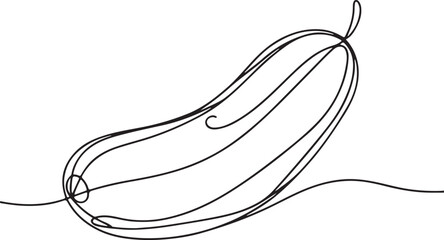 Minimalistic Line Drawing of Cucumber – Vector Art