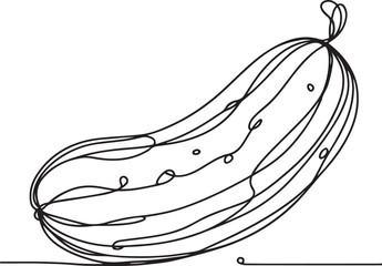 Minimalistic Line Drawing of Cucumber – Vector Art