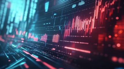 Fototapeta premium Startup growth strategy with a 3D chart and financial graphs sharp focus ultra HD futuristic theme