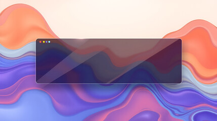 Obraz premium Website landing page template in glassmorphism style. Horizontal Website screen with glass overlay effect isolated on abstract background with liquid gradient shapes. Vector illustration.