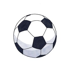 Fototapeta premium Hand-Drawn Black and White Soccer Ball on White Background