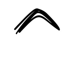 Handwritten caret symbol in hand drawn style. Vector illustration isolated on white background. For typography, font, shop, logo, alphabet, sales, signboard, education, branding, presentation.