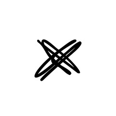 Handwritten multiply times symbol in hand drawn style. Vector illustration isolated on white background. For typography, font, shop, logo, alphabet, sales, signboard, education, branding.