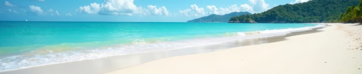 Immaculate white sand, gently lapping waves on a Thai beach , sea, travel