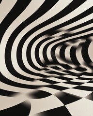 Hypnotic abstract pattern of distorted grids and warped lines, forming an optical illusion that challenges the viewers perception of space