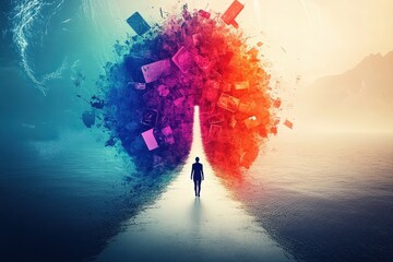 Fototapeta premium Surreal Dreamscape: An Abstract Journey of Colorful Imagination and Creative Exploration