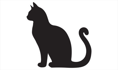 black and white cat silhouette