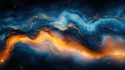 ink abstract gold and blue marble background,cartoon